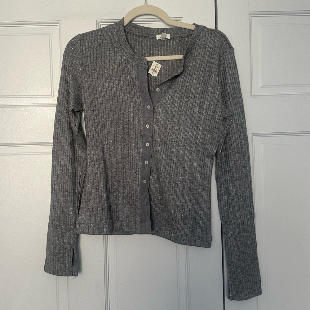 Aerie Cardi T-Shirt Grey Shimmer
